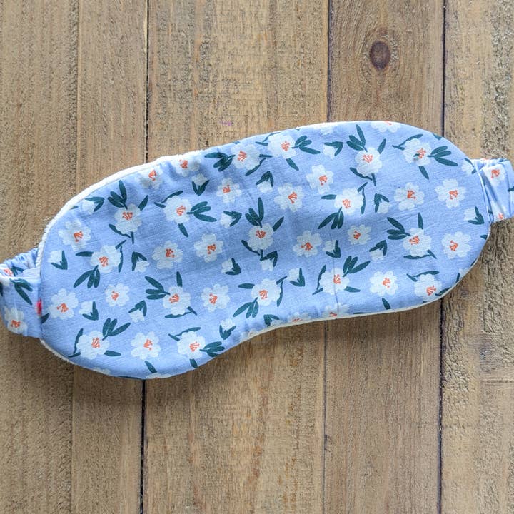 Masques de sommeil en velours de coton népalais avec motif floral, bleu pour la vente par Shakti.ism