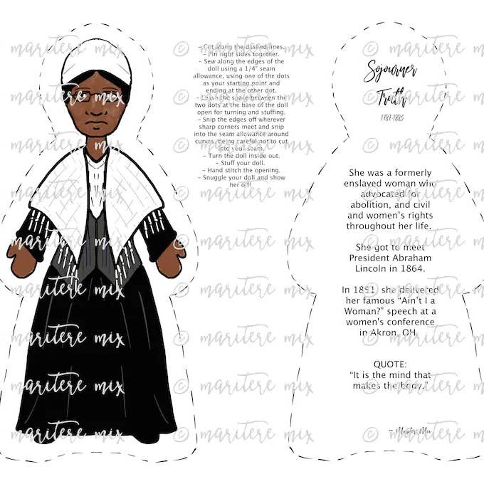 Sewcial Studies – Kit de costura artesanal por atacado – Tecido de boneca Sojourner Truth DIY1