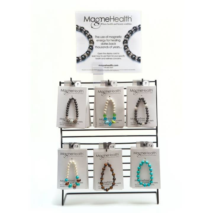 Large Black Peg Rack With 18 Rings and 18 Bracelets for wholesale by Magnehealth