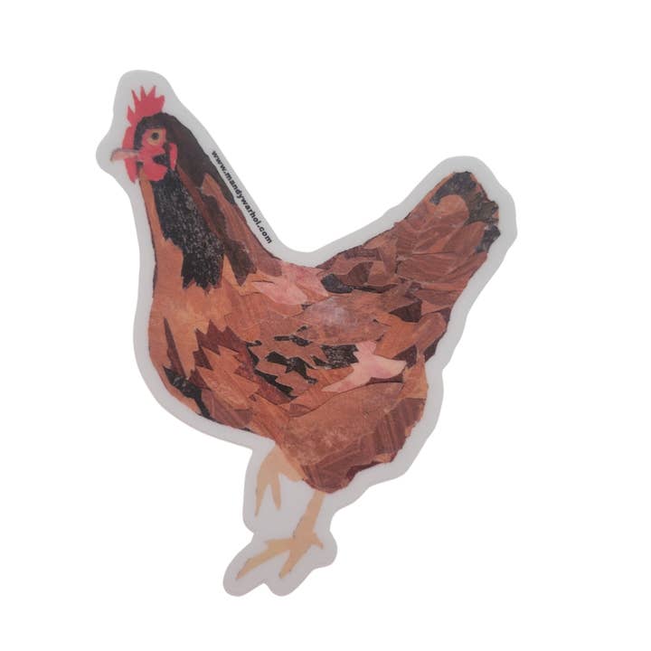 Rhode Island Red Hen Vinyl Sticker for wholesale by Mandy Warhol Fine Art