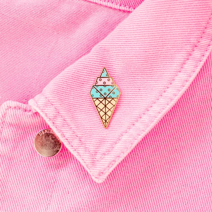 Origami Ice Cream Enamel Pin for wholesale by Dottie's Paper Co.