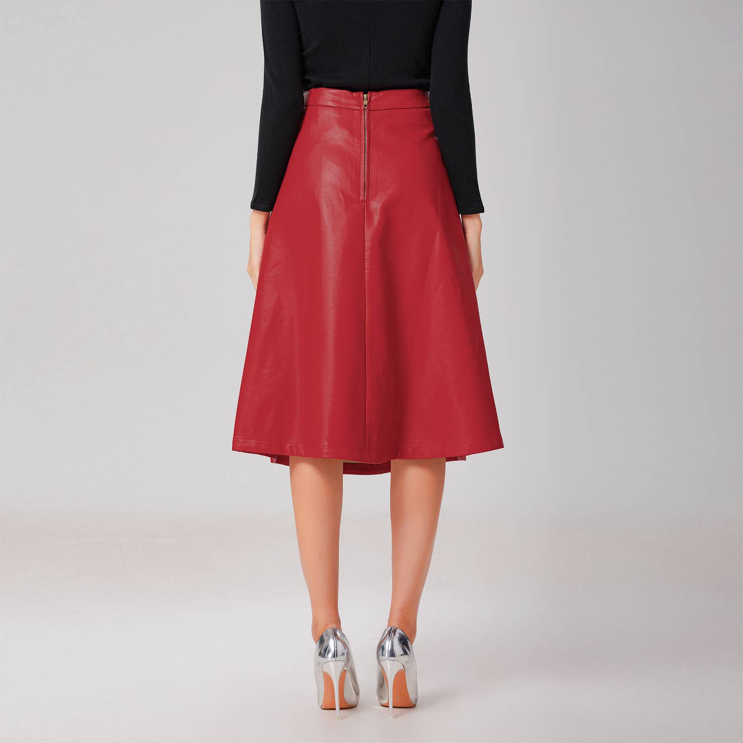 Smart and Joy – wholesale Skirt – Women’s – Faux leather A-line skirt2