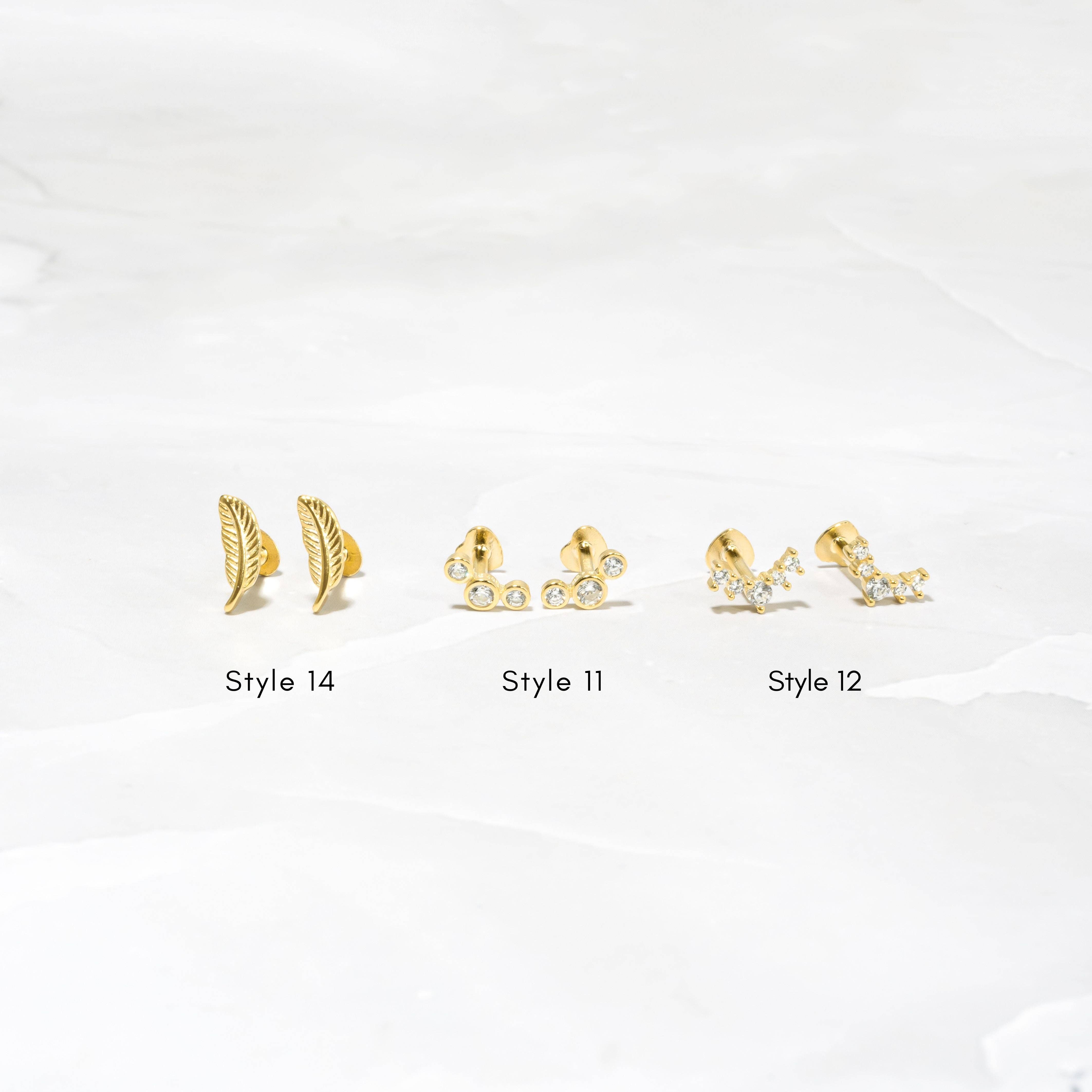 Sami Jewels - Venta al por mayor Pendientes de botón/aretes de poste - Pendientes individuales con parte trasera plana3