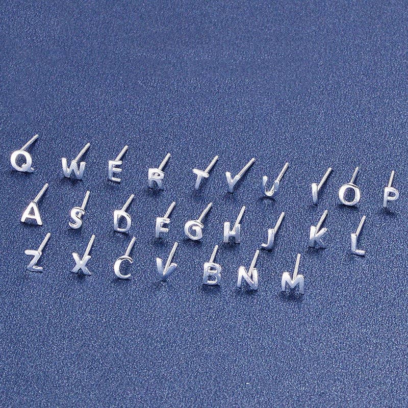 Perimade & Co. LLC - Wholesale Stud/Post Earrings - Dainty Initial Letter Stud Earrings in 925 Sterling Silver27