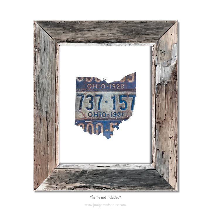 Ohio Vintage License Plate Home Print for wholesale by Juniper & Spruce