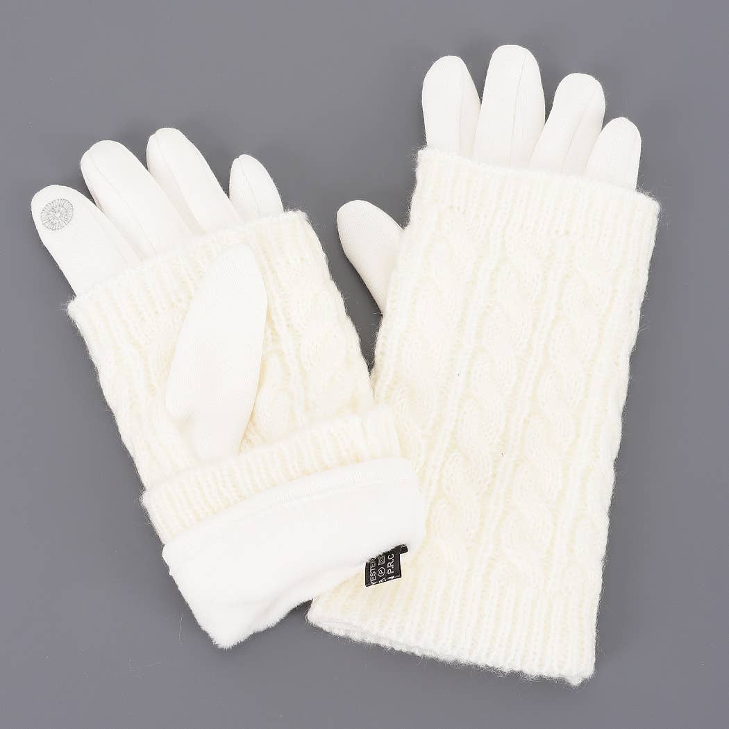 3AM BY H&D ACCESSORIES - Wholesale Gloves - Women's - Polyester Fleece 2pcs Knitted Gloves3