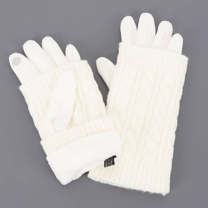 3AM BY H&D ACCESSORIES - Wholesale Gloves - Women's - Polyester Fleece 2pcs Knitted Gloves3