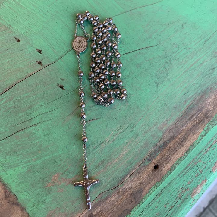Love and Honor Jesus LLC - Wholesale Prayer Beads Necklace - Stainless Steel St Benedict Rosary