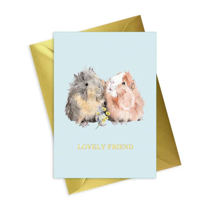 Guinea Pig Greeting Card – Luxury Foiled A6 Card with Gold Envelope for wholesale by Crumble & Core