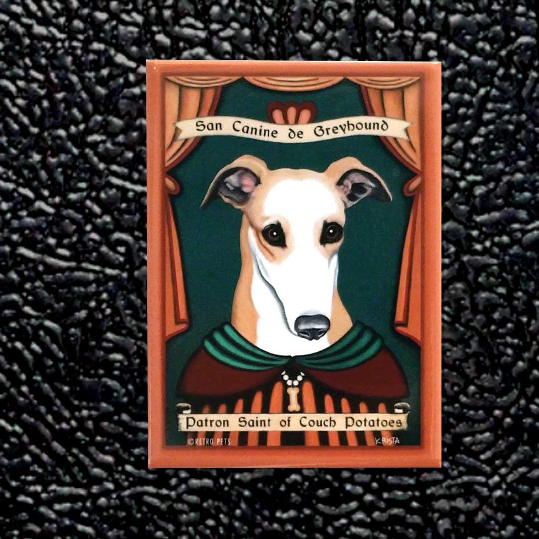 Retro Pets - Wholesale Magnet - Greyhound SaintCouchPotatoes 4-Pack Refrigerator Magnets3