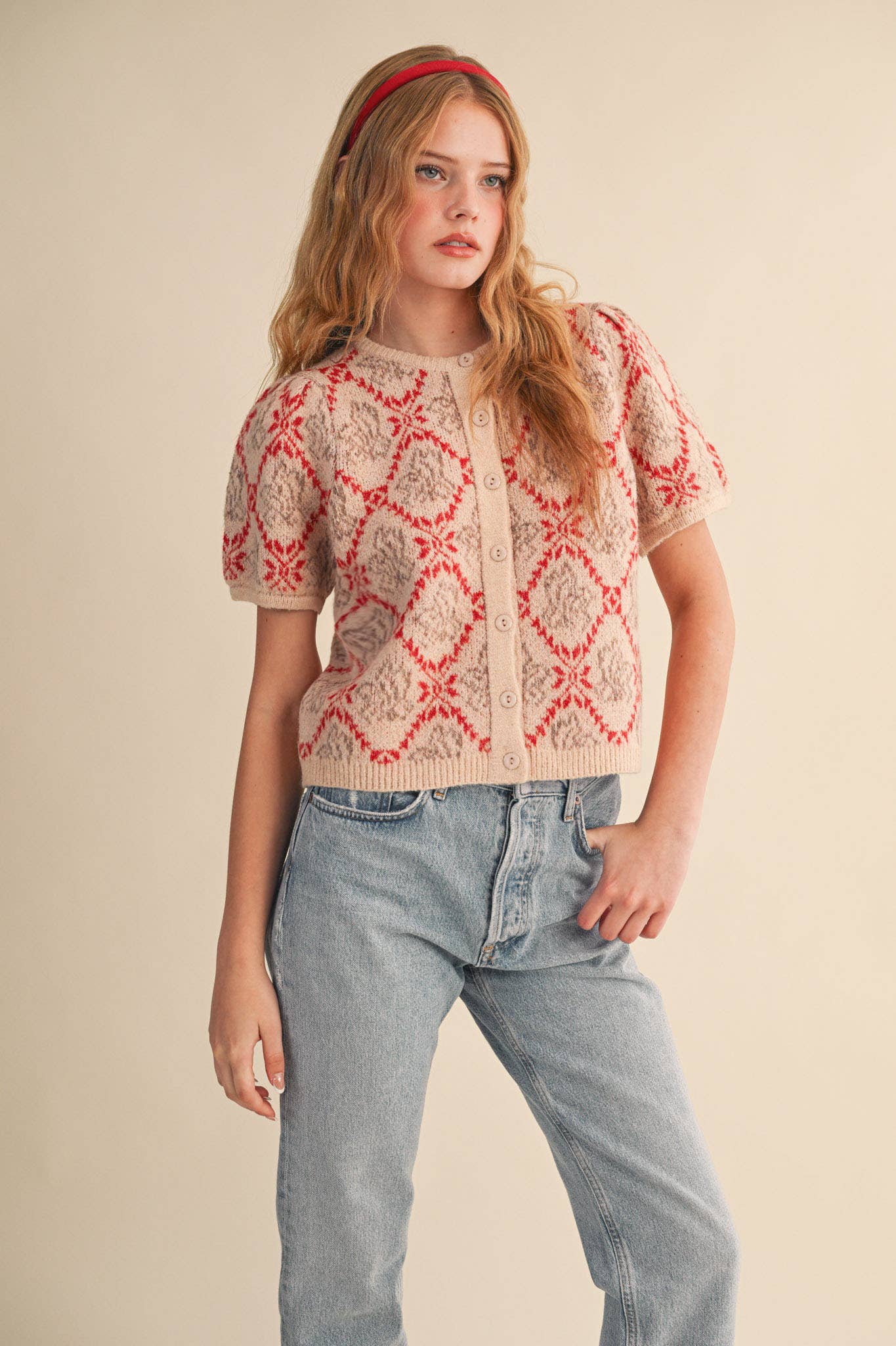 &MERCI - Wholesale Cardigan - Women's - FLORAL SHORT SLEEVE SWEATER CARDIGAN MSW1125832