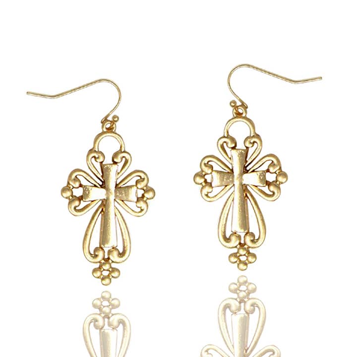 Filigree Cross Dangle Earrings for wholesale by NY Jewelry House