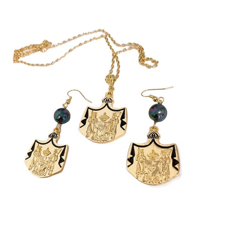 Anela's Jewelry - Wholesale Dangle Earrings - Hawaiian Coat of Arms : Hamilton Gold Earrings