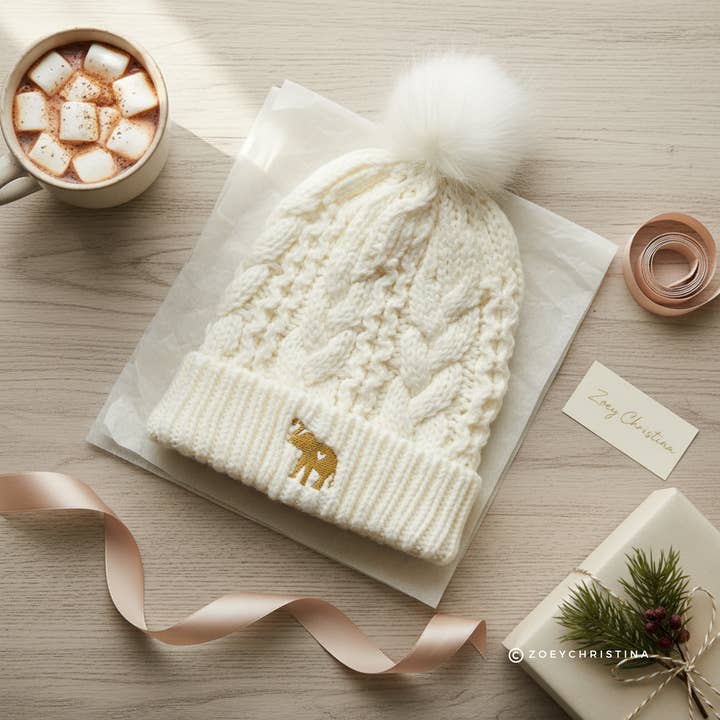 Elephant Embroidered Winter Hat for wholesale by Zoey Christina