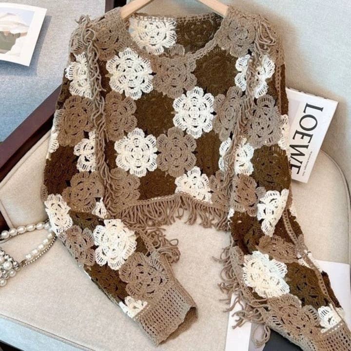 Funkyrel® Atzbranding Limited - Wholesale Knit Sweater - Women's - Crosa - Floral Pattern Hollow Knit Sweater1