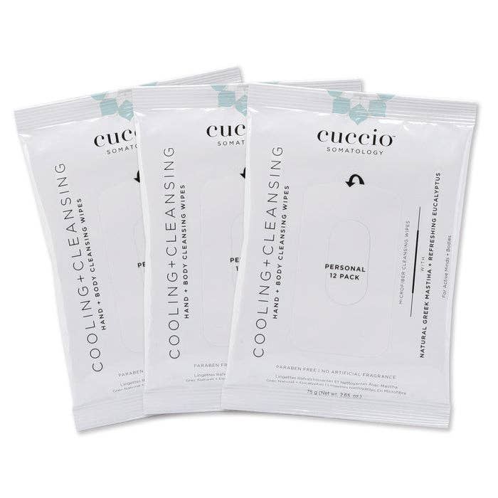 COOLING + CLEANSING ACTIVE BODY WIPES, 3 packs for wholesale by Cuccio
