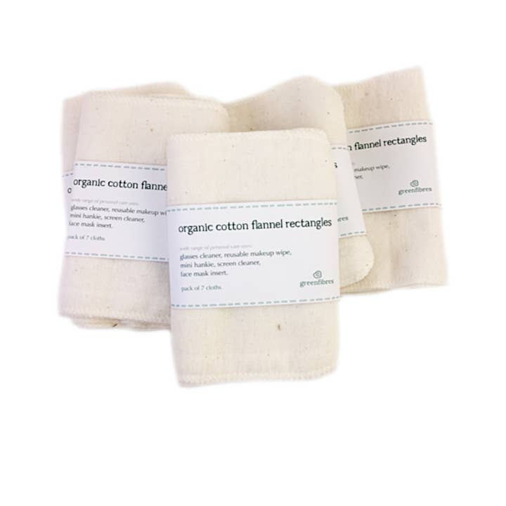 Greenfibres - Venta al por mayor Discos de algodón - rectángulos precortados de tela de franela orgánica, paquete de 7