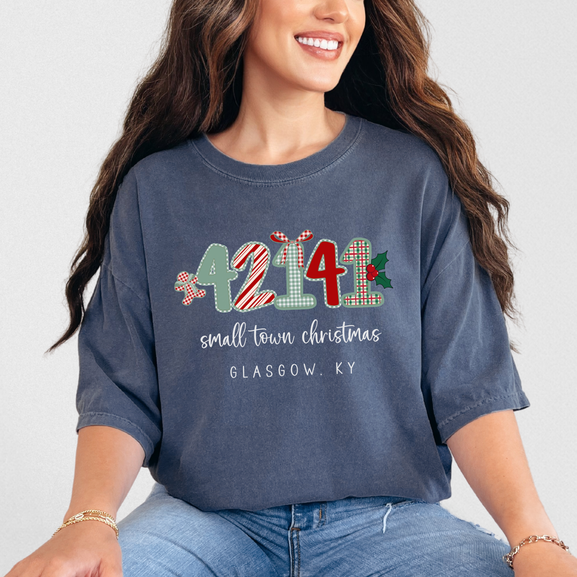 Scripted Pearl - Wholesale Screen Printed T-Shirt - Women's - Custom Zip Code Small Town Christmas Comfort Colors T Shirt13