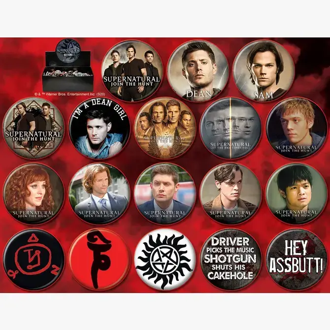 Ata-Boy - Wholesale Lapel Pin/Button - Supernatural 144 Piece Button Assortment0