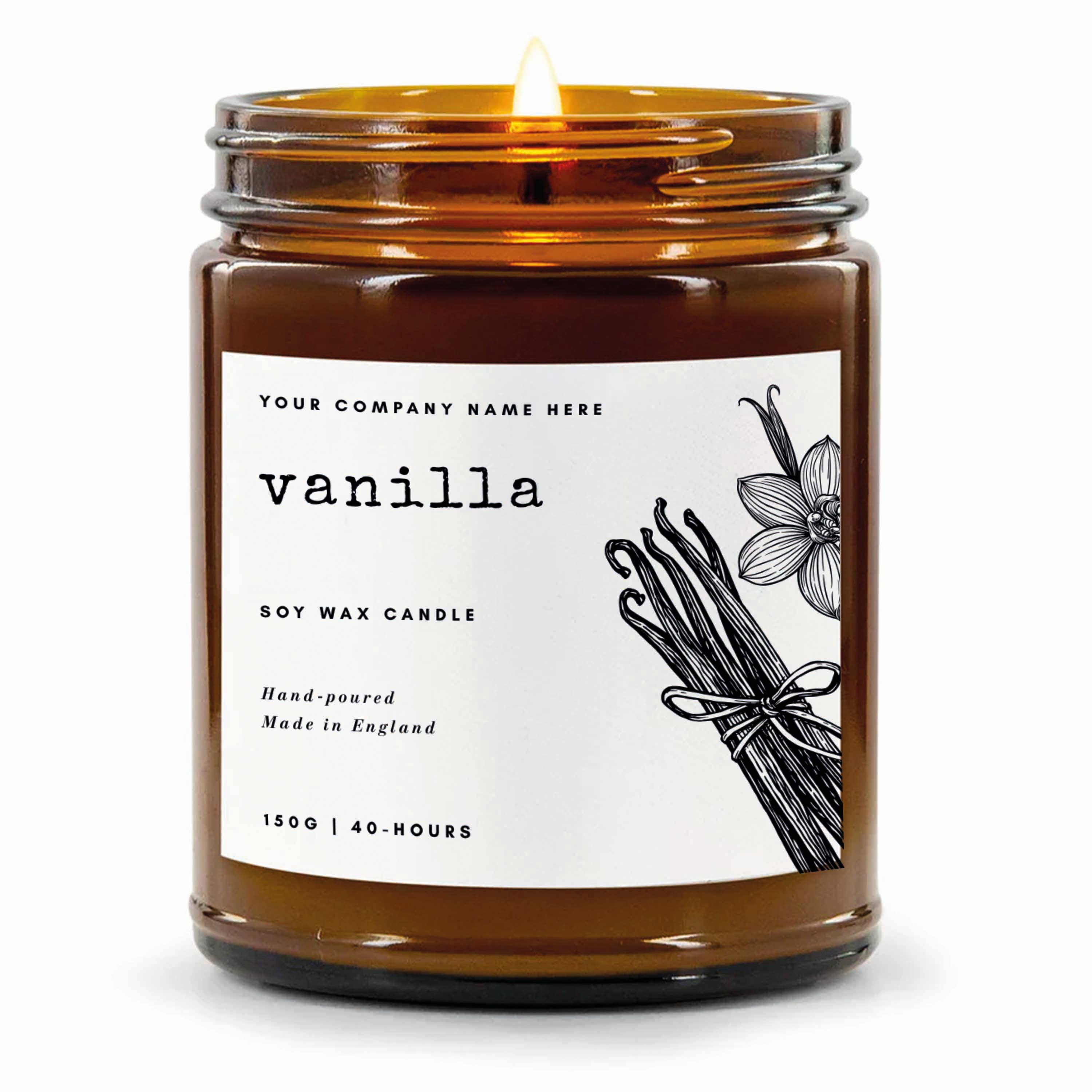 Candle Drop – wholesale Jar/filled candle – Label Style 7 | Wholesale White Label Soy Candle | Amber Jar9