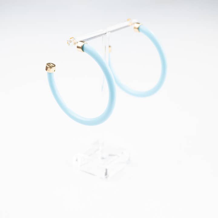 Hoo Hoops - Wholesale Hoop Earrings - Lightweight Large Hoop Earrings - Light Blue1