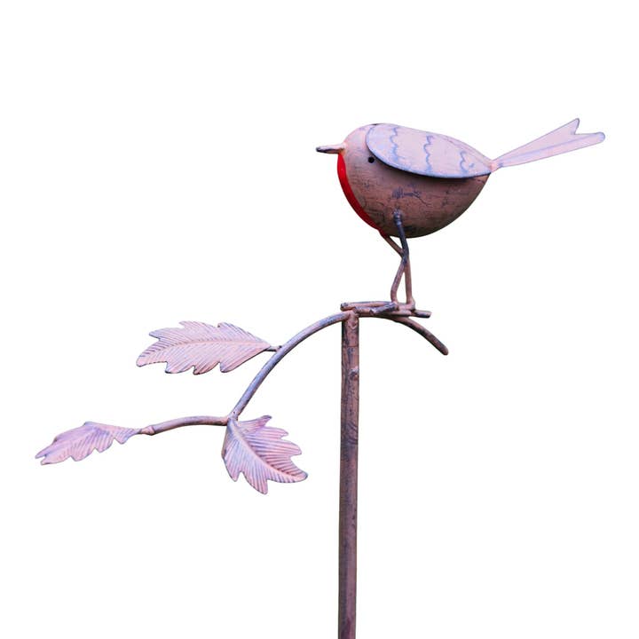 Ornamento de Estaca de Jardim em Metal com Robin no Ramo de 1m de Altura por atacado de Vale Ornaments