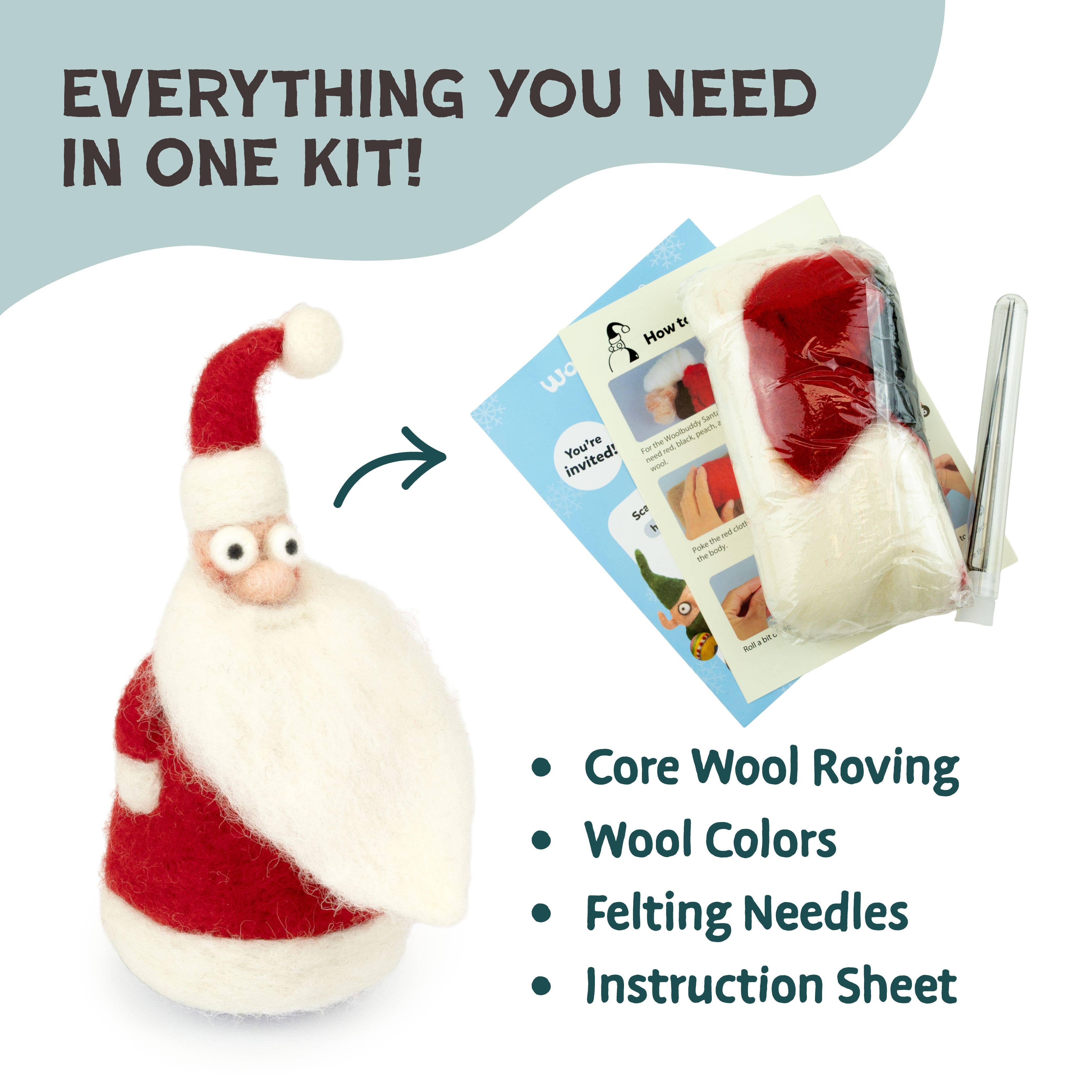Woolbuddy - Vente Kit de bricolage - Kit de feutrage à l'aiguille DIY - Père Noël1