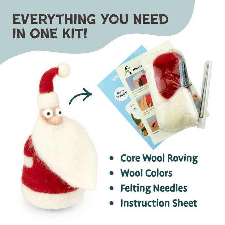 Woolbuddy - Vente Kit de bricolage - Kit de feutrage à l'aiguille DIY - Père Noël1