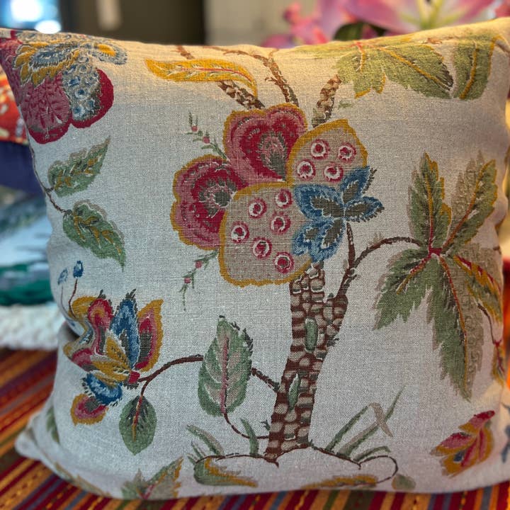 CottageCore Floral Linen Decorative Pillow Cover for wholesale by The Bazaar Rabbit