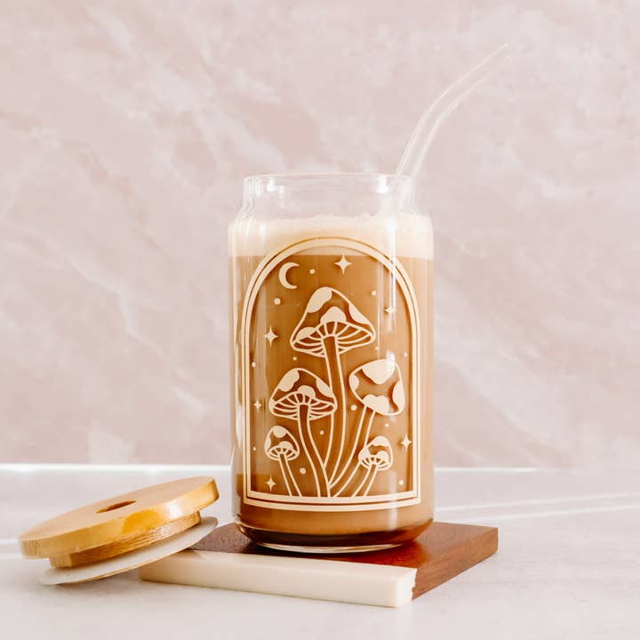 Luxxe Creations Collection - Wholesale Drinking Glass/Cup - Mushroom Dream Glass Cup - Glass Can - Mushroom Cup1