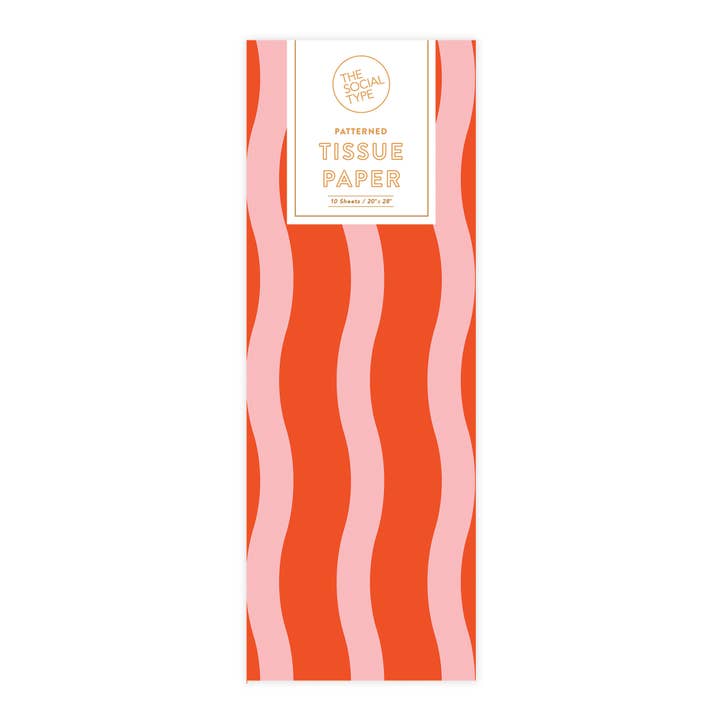 The Social Type - Wholesale Tissue paper - Tangy Red Fussy Stripe Tissue Paper