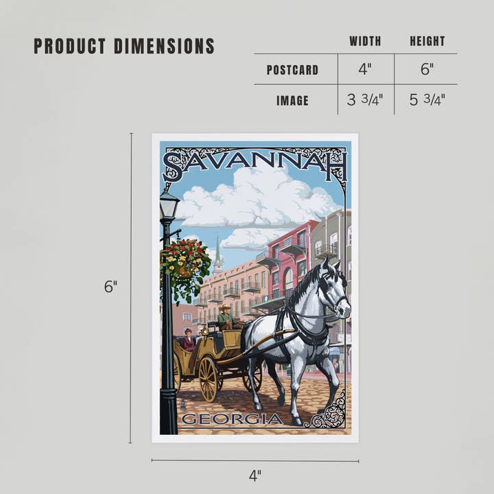 Lantern Press - Vendita all'ingrosso Cartoline - CARTOLINE PREMIUM Savannah, Georgia, cavallo e carrozza4
