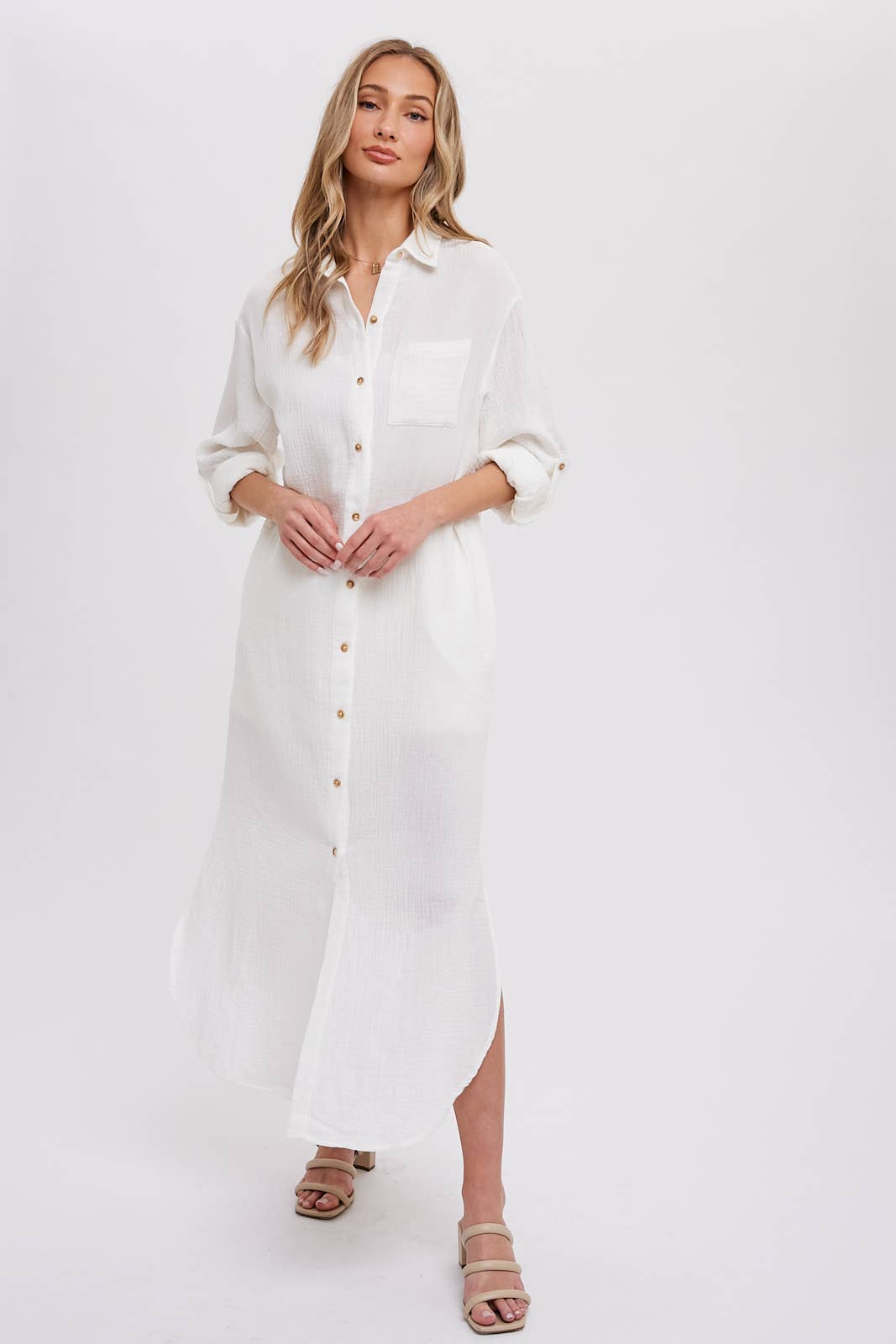Bluivy - Wholesale Dress - Women's - BUTTON UP MAXI SHIRT DRESS WITH POCKET22
