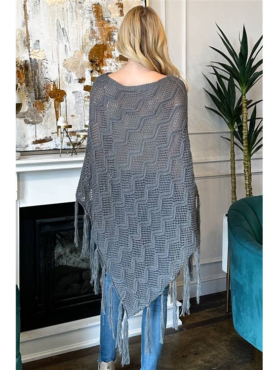 MYS Wholesale Inc - Wholesale Poncho - Women's - Knitted Net Wave Pattern Fringe Tassel Poncho13