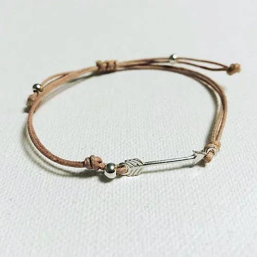 Sterling Silver Arrow & Cotton Bracelet for wholesale by Lee&Lo Handmade Wearables