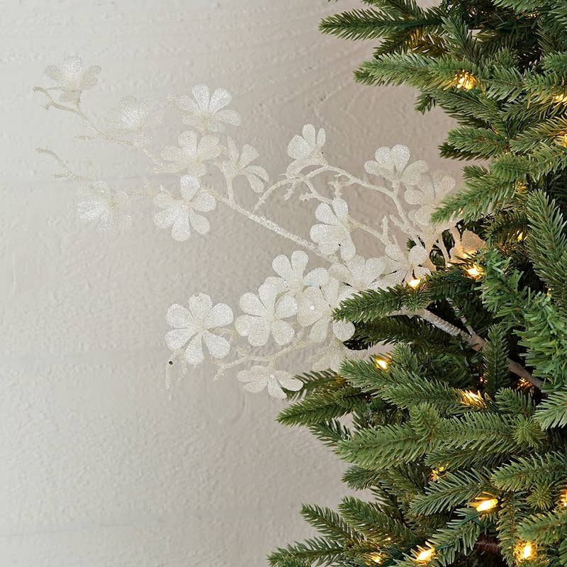 Impressive Enterprises, Inc. - Wholesale Christmas Decoration - ISB79591- 23in Glitter Plum Blossom Spray-WT-24/1444