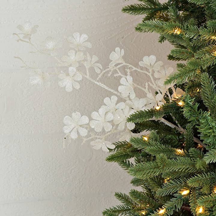 Impressive Enterprises, Inc. - Wholesale Christmas Decoration - ISB79591- 23in Glitter Plum Blossom Spray-WT-24/1444