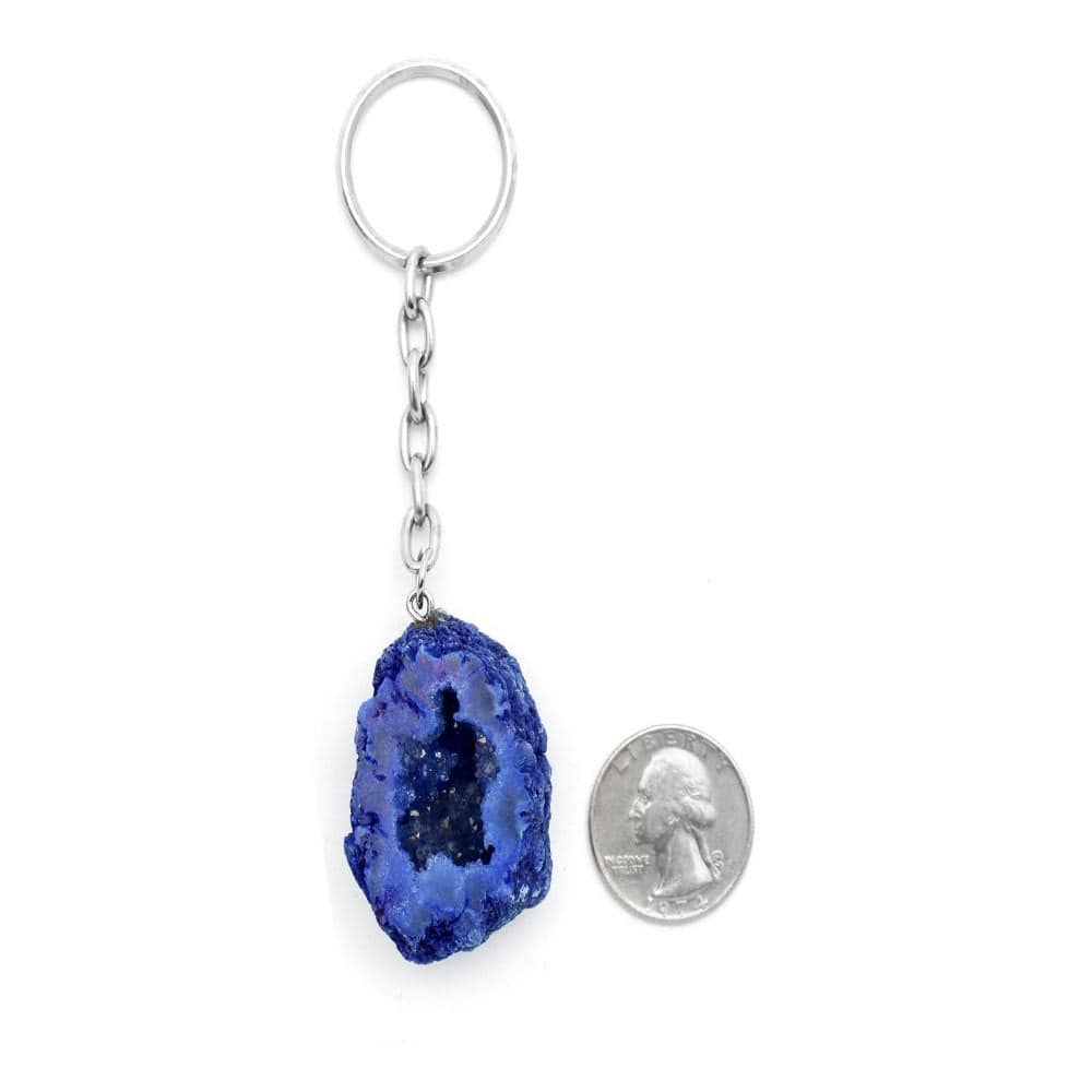 Rock Paradise - Wholesale Keychain - Women's - Crystal Half Occo Geode Silver Toned Key Chain6