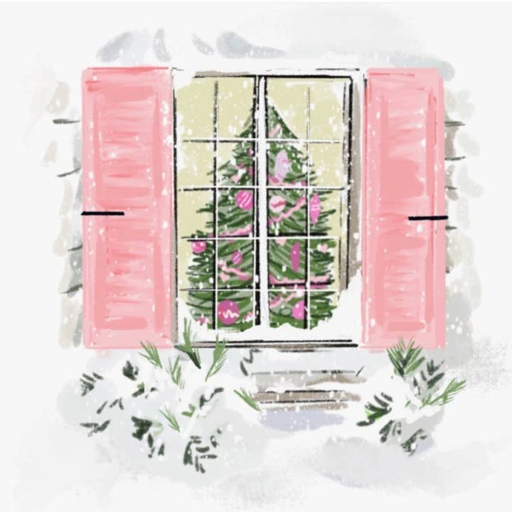 CHRISTMAS WINDOW - Note Card for wholesale by Rebecca Illustrated