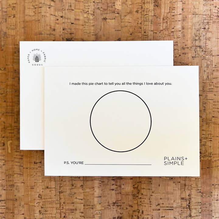Tarjeta postal Simply Said Pie Chart Love para venta al por mayor de Plains + Simple