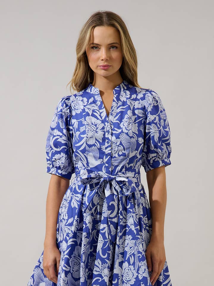 Viry blomstret Wenda plisseret minikjole for engroshandel hos Sugarlips