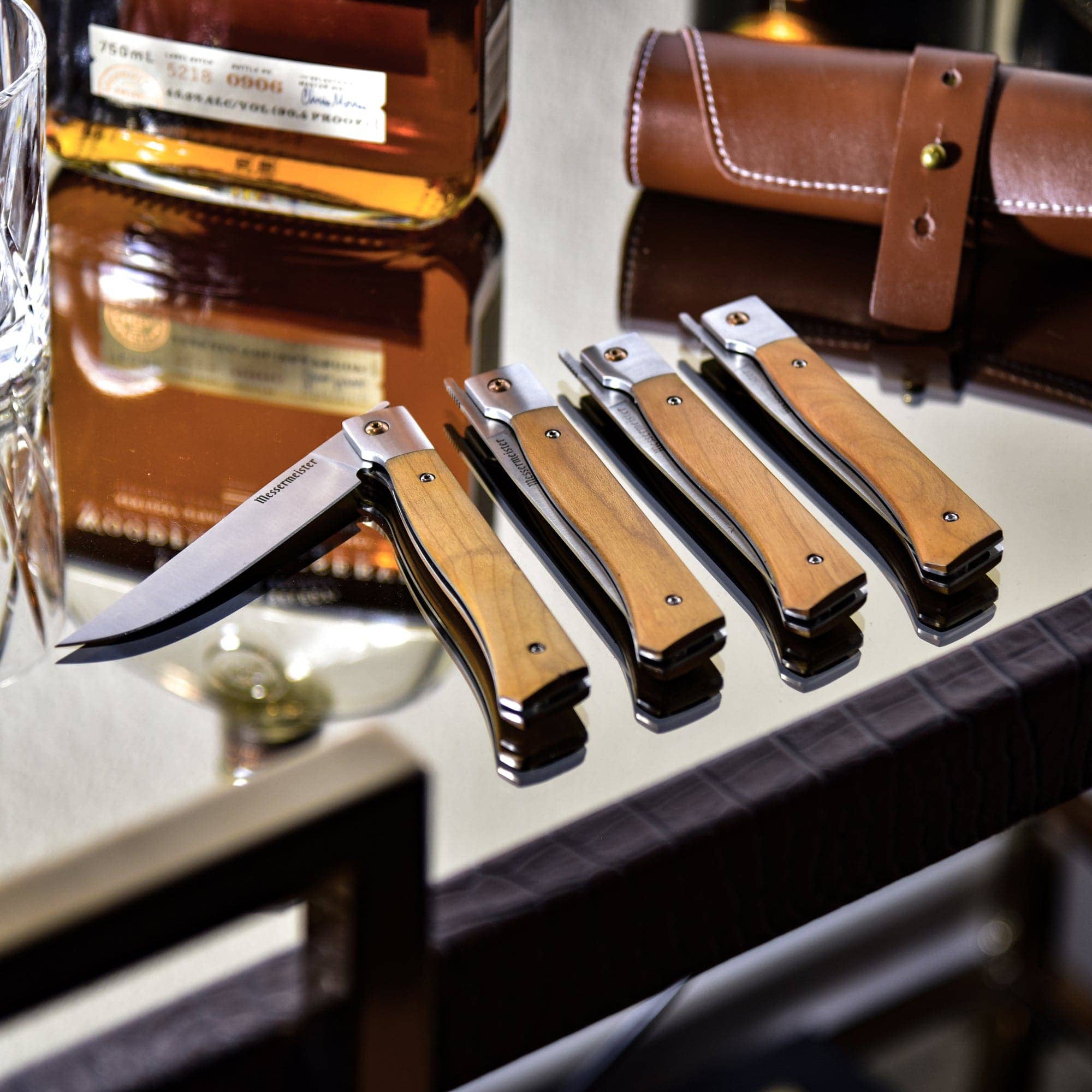 Messermeister - Wholesale Knife Set - Folding Steak Knife Set in Leather Roll - 4 Piece0