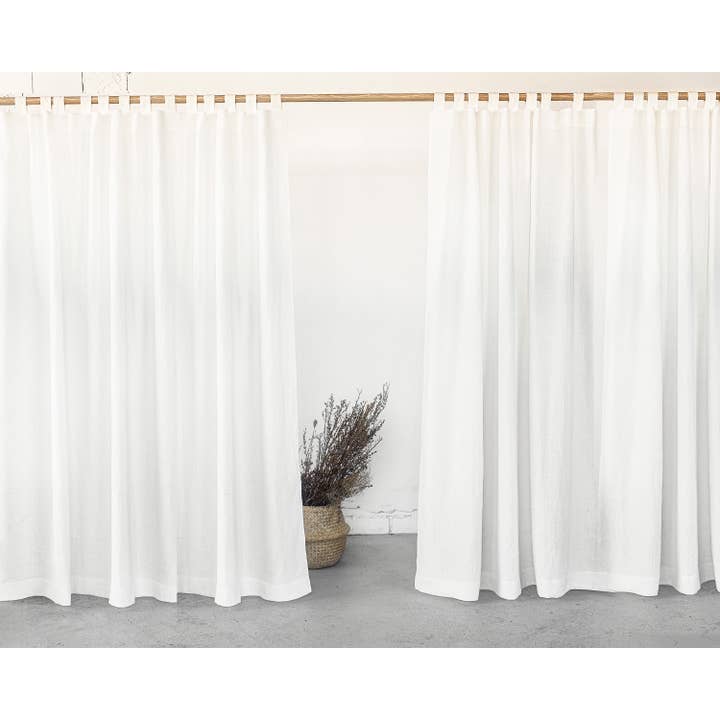 Linen Couture – wholesale Gardin – Vit linnegardin med hällor