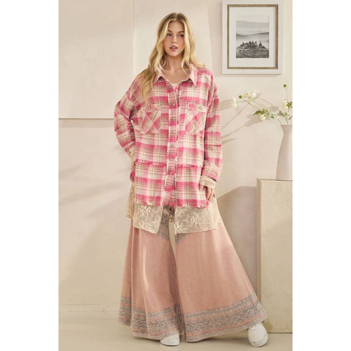 Oli&Hali - Wholesale Shirt Jacket/Shacket - Women's - WASHED PLAIDS AND EMBROIDERED MESH MIX SHACKETS14