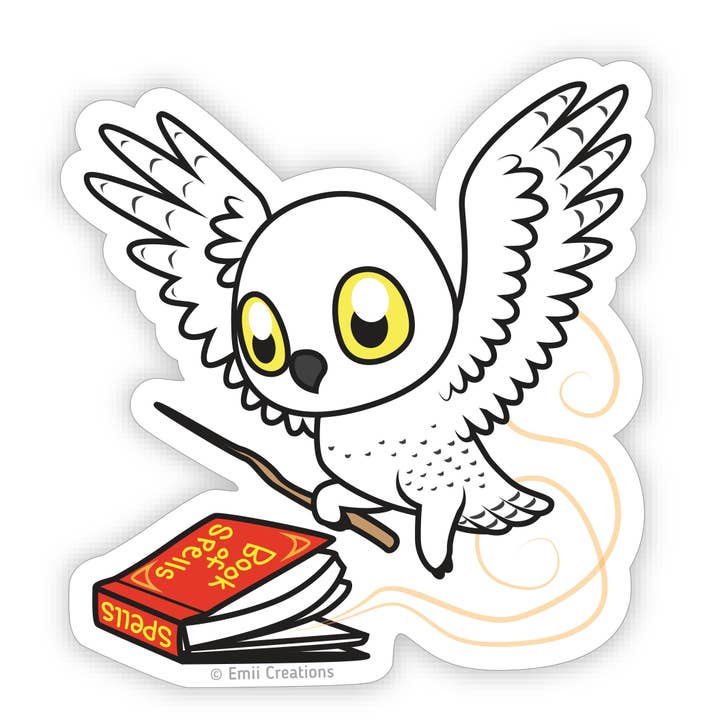 Emii Creations - Wholesale Sticker - White Owl Sticker - Magical Witch Familiar2