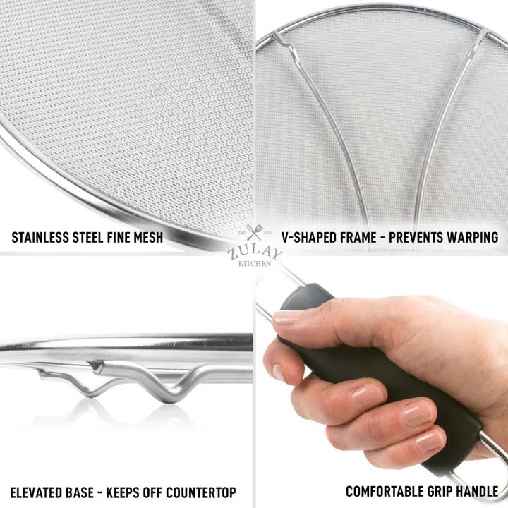 Zulay Kitchen - Wholesale Kitchen Tool/Gadget - Splatter Screen for Frying Pan – 11.5-Inch Black Handle