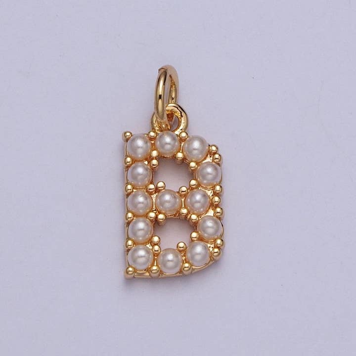 Aim Eternal - Wholesale Individual Charm/Pendant - Mini Alphabet Pearl Charm Tiny Pearl Initial Charm 16K Gold Filled Charm for Personalized Jewelry | A-313-A-3254