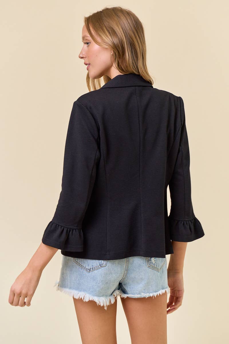 Doe and Rae - Vente Blazer – femme - Blazer uni à manches 3/4 volantées - 9335J-113