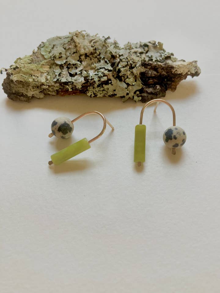 Balance Stud - Unique Asymmetrical Gemstone Earring for wholesale by Telle of the Hills