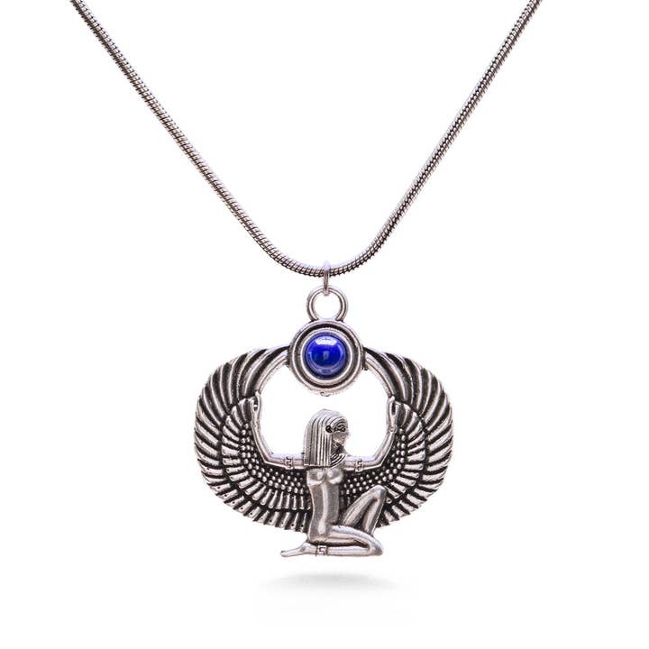 Discoveries, Inc. - Venta al por mayor Collares con colgantes/abalorios - Colgante de Isis con lapislázuli, plata envejecida - Diosa egipcia
